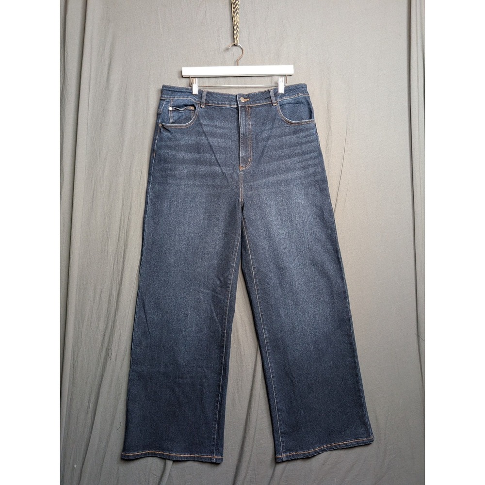 Well Worn Women's Wide Leg High Rise Jeans Medium Wash Blue Size 16/33‎